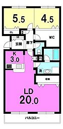パーソナルハイツ篠路公園 2LDKの間取図画像