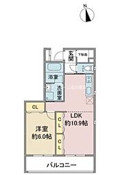 グランシャトゥ那古野 2階1LDKの間取り