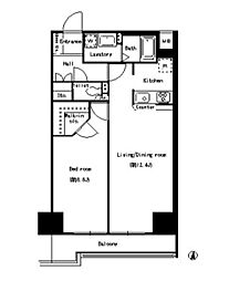 パークアクシス丸の内 9階1LDKの間取り