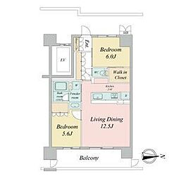 ラフィシア上前津（Rafficia Kamimaezu） 5階2LDKの間取り