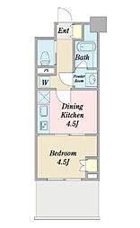 桜ヒルズ黄金 1DKの間取図画像
