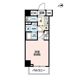 プレール・ドゥーク浅草V 3階1Kの間取り