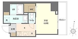 オークレジデンス亀沢 9階1Kの間取り