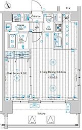 フュージョナル浅草 6階1LDKの間取り