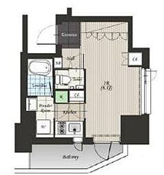 プレミスト新宿山吹 1Kの間取図画像