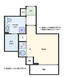 VERXEEDSENJUPARKSIDE ワンルームの間取図画像