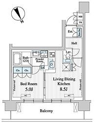 プレノ清澄庭園 1LDKの間取図画像