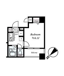 SPATIE門前仲町サウスクレスト 1Kの間取図画像