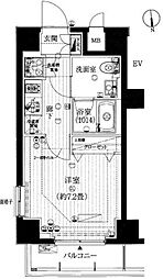 プレール・ドゥーク新御徒町 1Kの間取図画像
