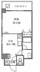 クイーンズレゾン新御徒町 1DKの間取図画像