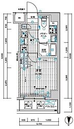 メインステージ千住中居町 1Kの間取図画像