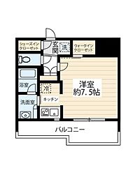 ジェノヴィア水天宮前スカイガーデン ワンルームの間取図画像