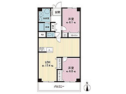 戸塚スカイハイツ 2LDKの間取図画像