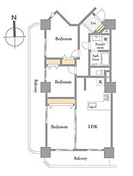 ヴィルクレール川崎タワー 3LDKの間取図画像