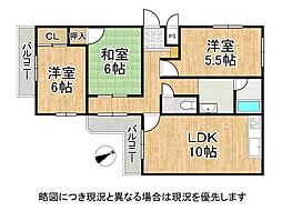 ドエル南塚口B棟 3LDKの間取図画像