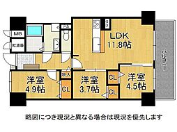 西宮グリーンマンション1号館 3LDKの間取図画像