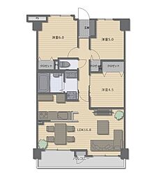 メロディーハイム阪神尼崎 3LDKの間取図画像