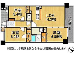コスモ・シティガーデンズ 3LDKの間取図画像
