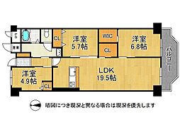 ローズハイツ夙川 3LDKの間取図画像