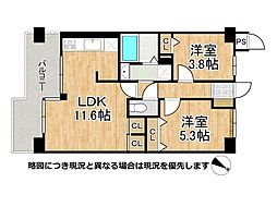 パラツィーナダンディムタウン千舟 2LDKの間取図画像