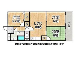 日商岩井香枦園マンション2号棟 3LDKの間取図画像