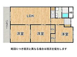 サンハイツ武庫之荘1号棟 3LDKの間取図画像