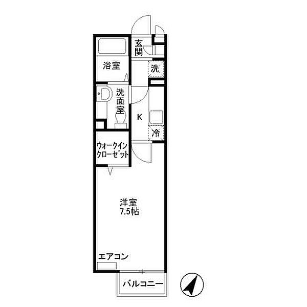 オークコート 205｜東京都八王子市堀之内2丁目(賃貸アパート1K・2階・25.28㎡)の写真 その2