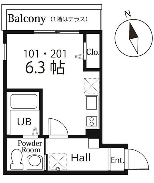 ハーミットクラブハウスＣｈｅｒｒｙ 101｜神奈川県横浜市戸塚区戸塚町(賃貸アパート1R・1階・19.08㎡)の写真 その2