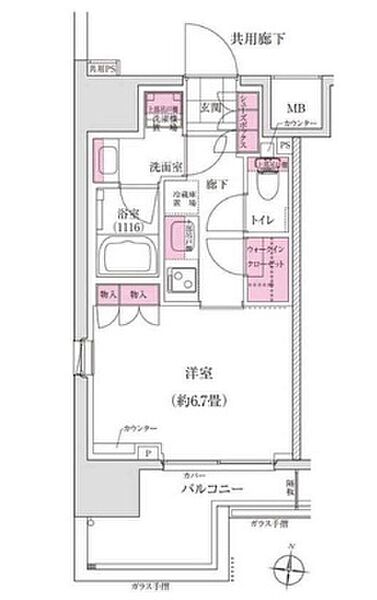 ディームス木場 201｜東京都江東区東陽１丁目(賃貸マンション1K・2階・25.69㎡)の写真 その2