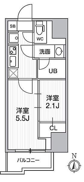 ＳＹＦＯＲＭＥ亀戸 503｜東京都江東区亀戸６丁目(賃貸マンション2K・5階・25.40㎡)の写真 その2