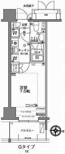 MFPRコート木場公園 1219｜東京都江東区東陽６丁目(賃貸マンション1K・12階・23.41㎡)の写真 その2