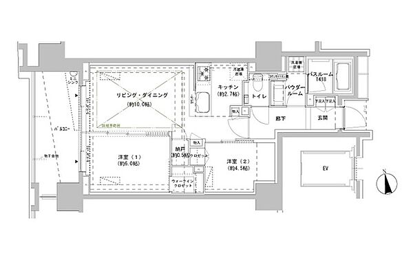 パークスフィア牛込神楽坂 402｜東京都新宿区南山伏町(賃貸マンション2LDK・4階・55.02㎡)の写真 その2