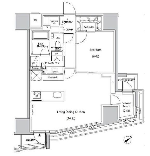 ザ・パークハビオ市ヶ谷イースト 605｜東京都新宿区市谷田町２丁目(賃貸マンション1SLDK・6階・58.94㎡)の写真 その2