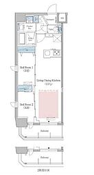 アーバネックス早稲田 3階2LDKの間取り