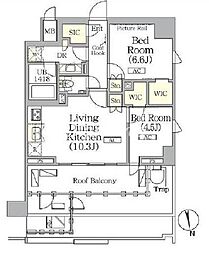 ザ・パークハビオ神楽坂レジデンスSouth 2LDKの間取図画像