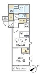 コンポジット早稲田鶴巻町 1階1DKの間取り