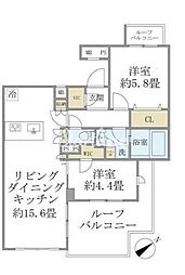 コンポジット早稲田鶴巻町 5階2LDKの間取り