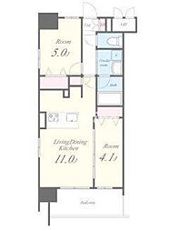ROOTs Shinjuku Wakamatsucho 13階2LDKの間取り