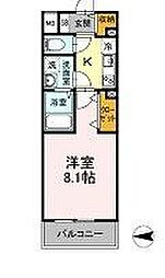 D-room早稲田（ディールーム早稲田） 3階1Kの間取り