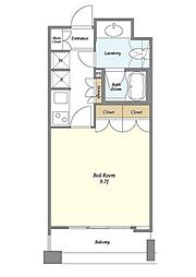 オーキッドレジデンス神楽坂 2階1Kの間取り