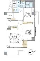 リエール若松町 5階2LDKの間取り