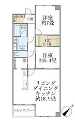 グランマルジュ市ヶ谷 2LDKの間取図画像