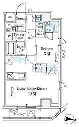 ラティエラ中野新井 1LDKの間取図画像