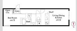 フォルスクラス高田馬場 1LDKの間取図画像