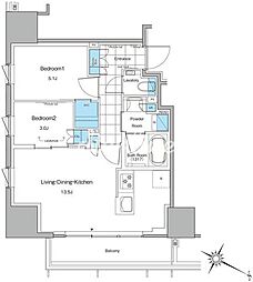 ルフォンプログレ北新宿 2LDKの間取図画像