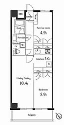 プライマル小石川 2LDKの間取図画像