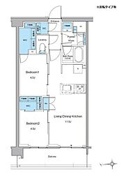新宿区高田馬場3丁目マンション 2LDKの間取図画像