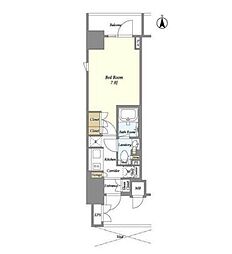 リーブルグランド神楽坂 1Kの間取図画像