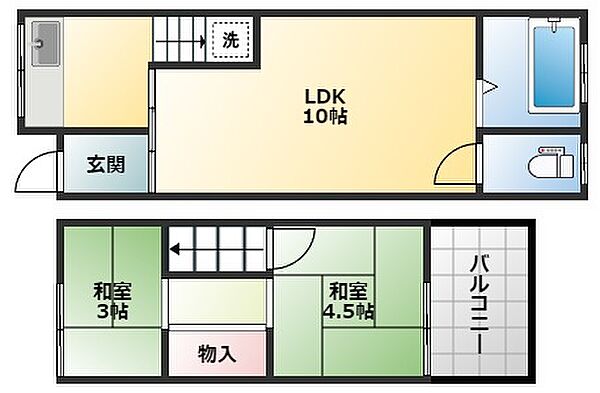 東新町5-17-8テラス ｜大阪府松原市東新町5丁目(賃貸テラスハウス2LDK・1階・38.80㎡)の写真 その2