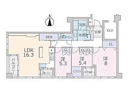 白鷺パークハウス 3LDKの間取図画像